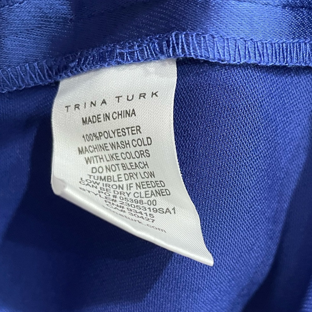 Trina Turk Marita Majorelle Blue Satin Midi Dress Sz 16 - Picture 7 of 9
